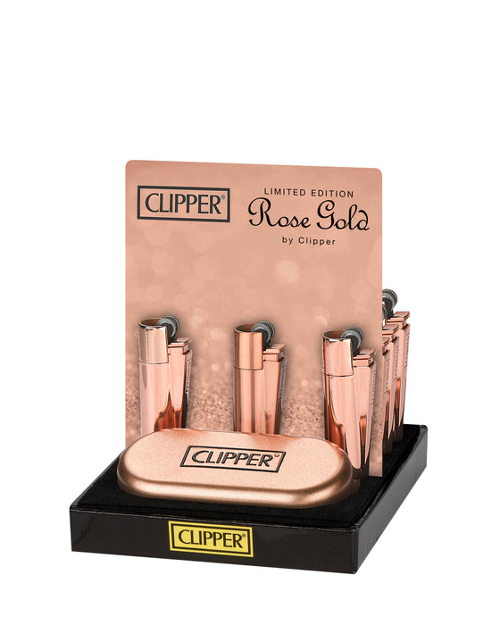 Clipper Metal Rose Gold Color Lighters - 12-Count Display