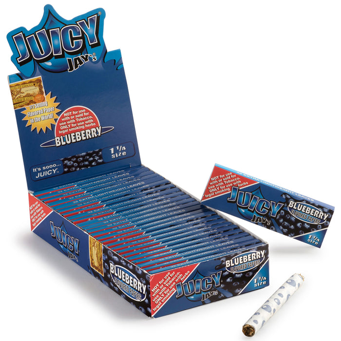 Juicy Jay's Blueberry Flavored 1 1/4 Size Rolling Papers - 24-Ct Display