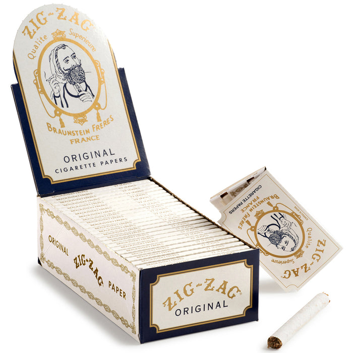 Zig Zag White Single Wide Size Rolling Papers - 24-Ct Display