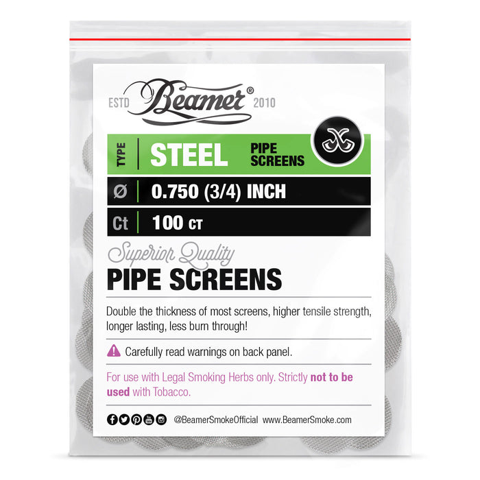 Beamer Double Thick Steel Pipe Screens, 0.750" - 100-Ct Bag