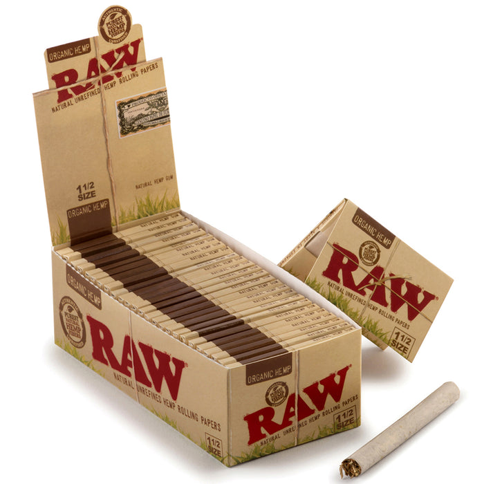 Raw Organic 1 1/2 Size Rolling Papers - 25-Ct Display