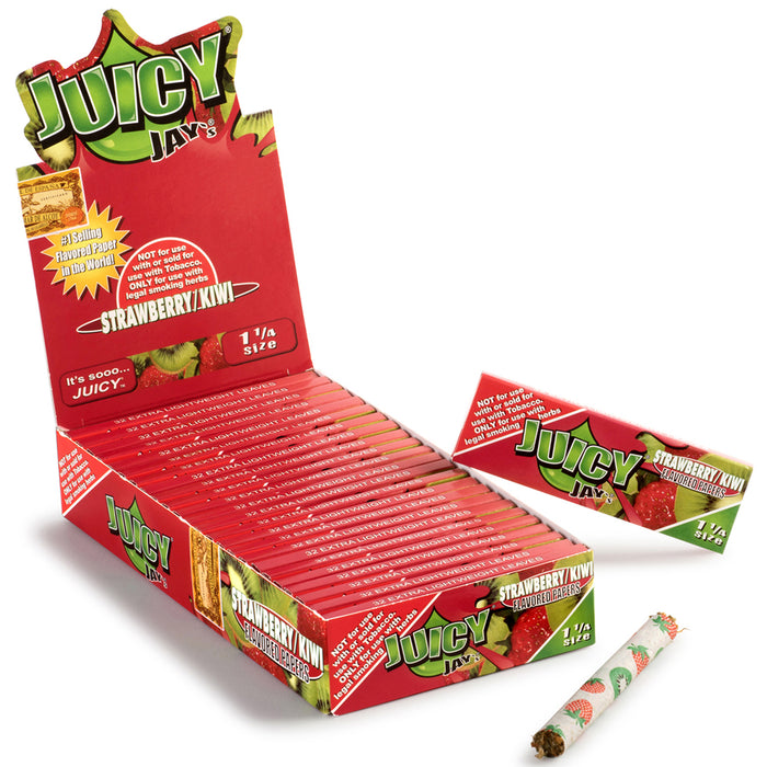 Juicy Jay's Strawberry Kiwi Flavored 1 1/4 Size Rolling Papers - 24-Ct Display