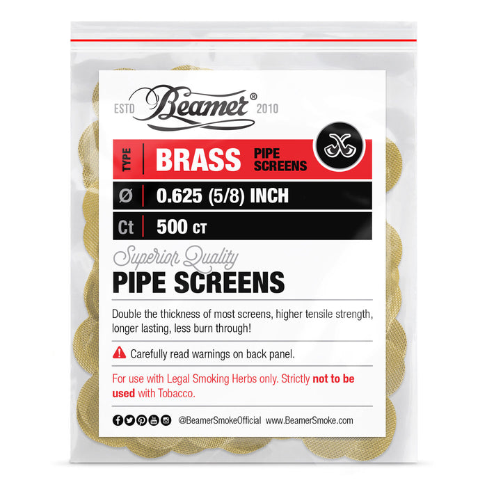 Beamer Double Thick Brass Pipe Screens, 0.625" - 500-Ct Bag