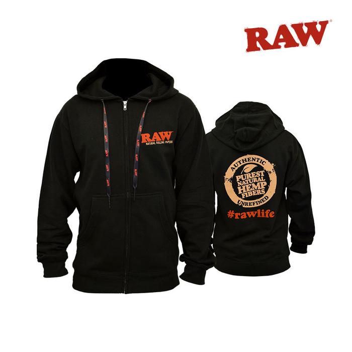 Raw Zip Up Hoodie Logo Design, Black Color