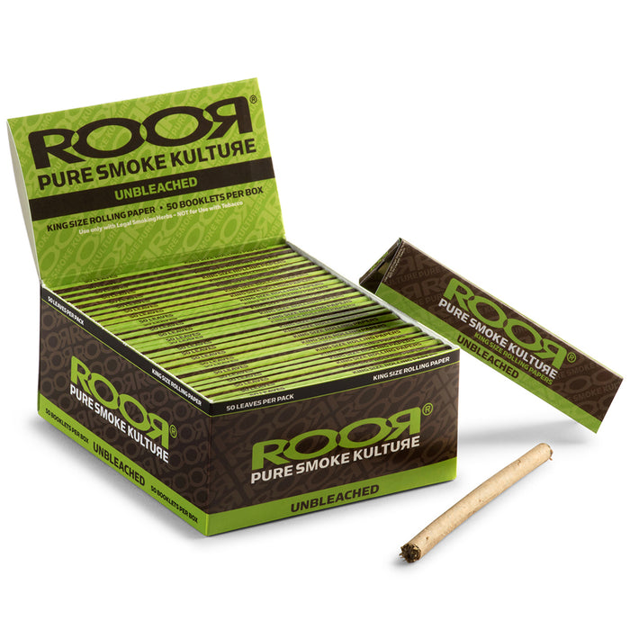Roor Unbleached King Size Rolling Papers - 50-Ct Display