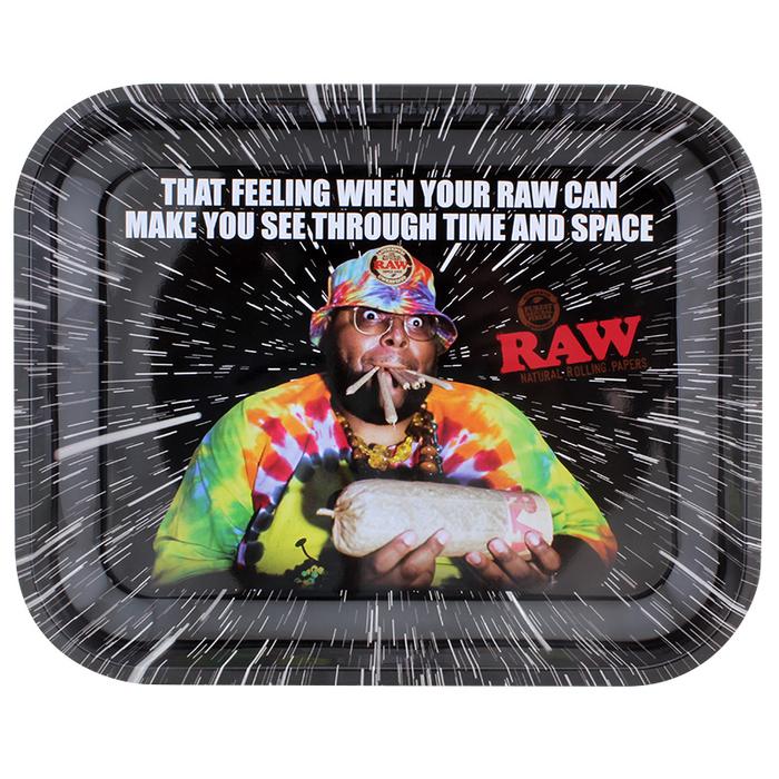 Raw Large Metal Rolling Tray, Oops Design - 13.5" x 11"