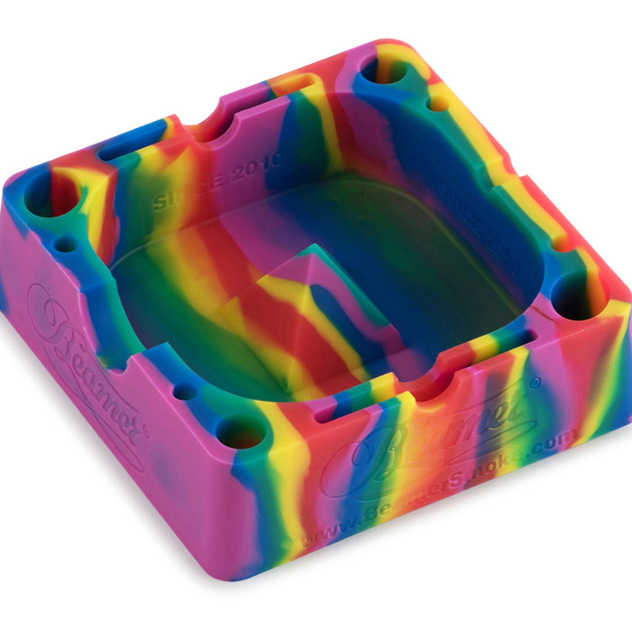 Beamer Silicone Ashtray w/ 10 Compartments, Tie Dye Color - 4.75" x 4.75"