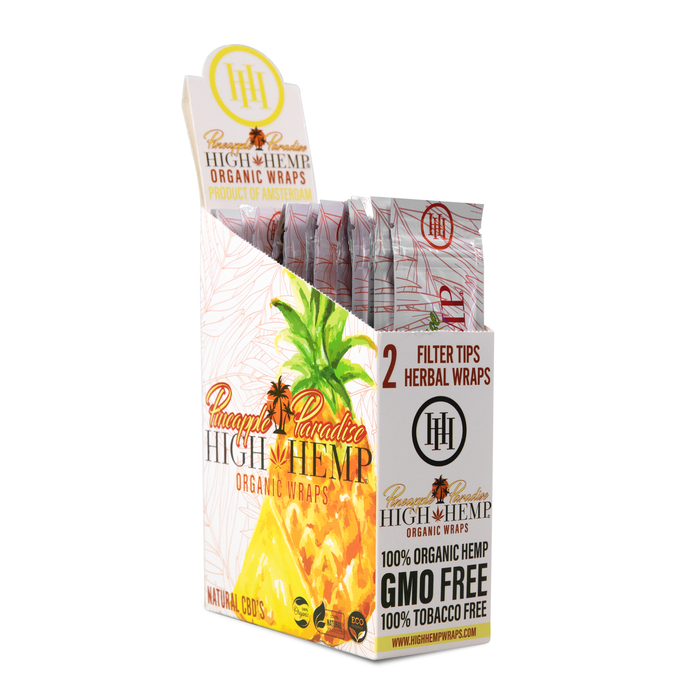 High Hemp Hemp Wraps, Pineapple Paradise Flavor - 25-Ct Display