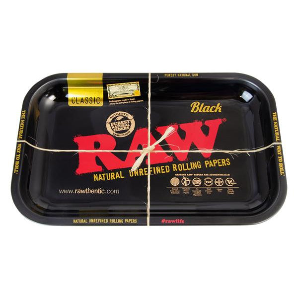 Small Raw Rolling Tray, Black Design - 10.75" x 7"