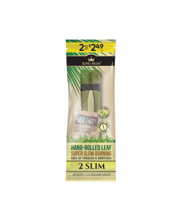 King Palm Slim Size Pre-Priced Pre Rolled Palm Leaf 2-Ct Pack - 20-Ct Display