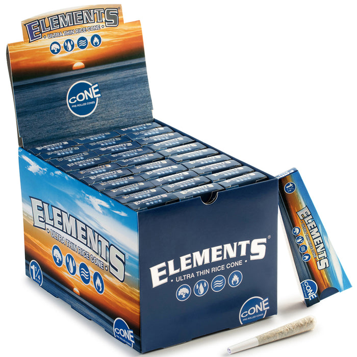 Elements 1 1/4 Size Pre Rolled Cones - 30-Ct Display