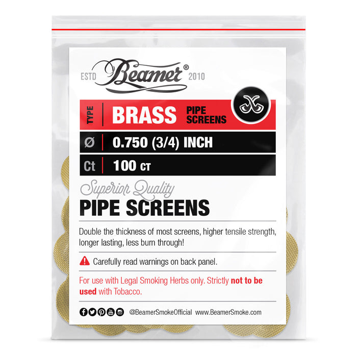 Beamer Double Thick Brass Pipe Screens, 0.750" - 100-Ct Bag