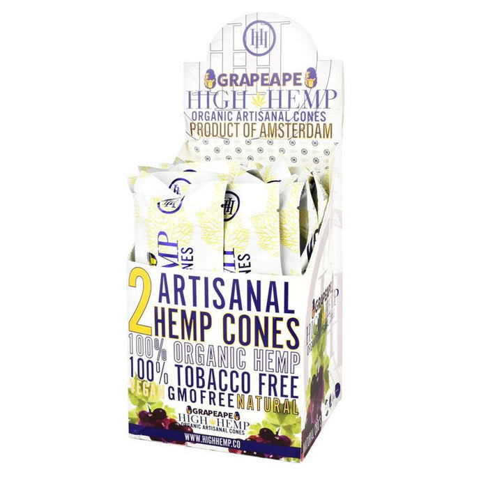 High Hemp Organic Artisanal Hemp Cones, Grape Flavor - 15-Ct Display