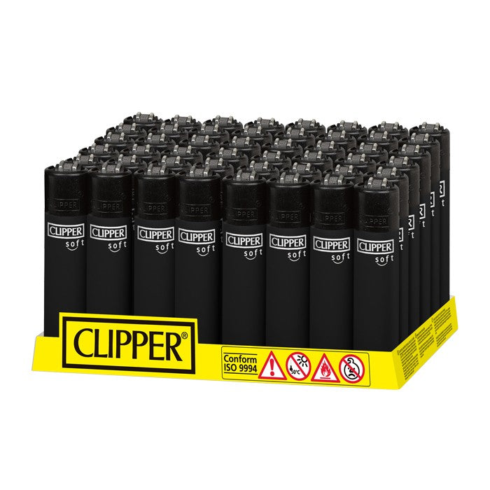 Clipper Painted Collection Soft Touch All Black Lighters - 48-Count Display