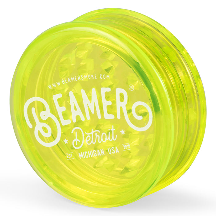 Beamer Virgin Acrylic 90mm 3-Piece Grinder W/ Storage Compartment - Detroit Logo Design