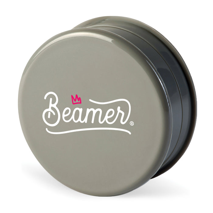 Beamer Virgin Acrylic 3-Piece 90mm Grinder W/ Storage Compartment - Crown Logo Design
