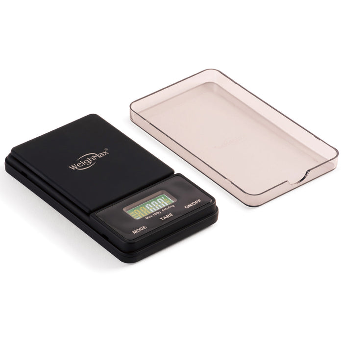 Weighmax - Scale - NJ-100/0.01g - W/ Clear Removable Weighing Tray - 100g Capacity - Increments of 0.01g - Black Color