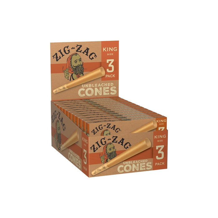 Zig Zag - Unbleached - Paper Cones - 3-Ct - King Size