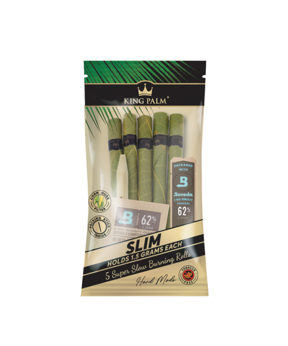 King Palm Slim Size Pre Rolled Palm Leaf 5-Ct Pack - 15-Ct Display