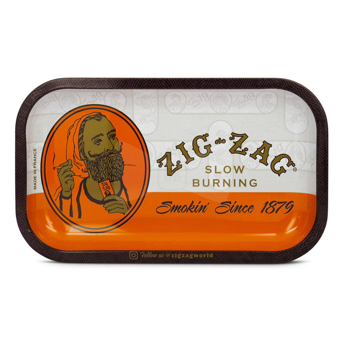 Zig Zag Small Metal Rolling Tray, Original Orange - 11" x 7"