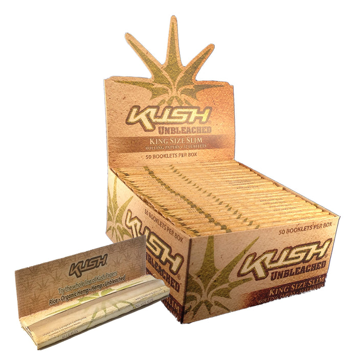 Kush Natural Unbleached King Size Rolling Papers - 50-Ct Display