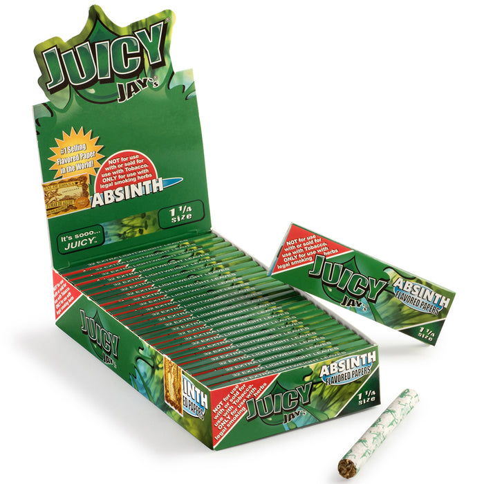 Juicy Jay's Absinth Flavored 1 1/4 Size Rolling Papers - 24-Ct Display