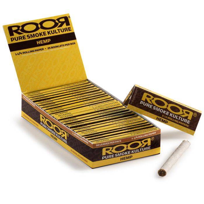 Roor Hemp 1 1/4 Size Rolling Papers - 25-Ct Display