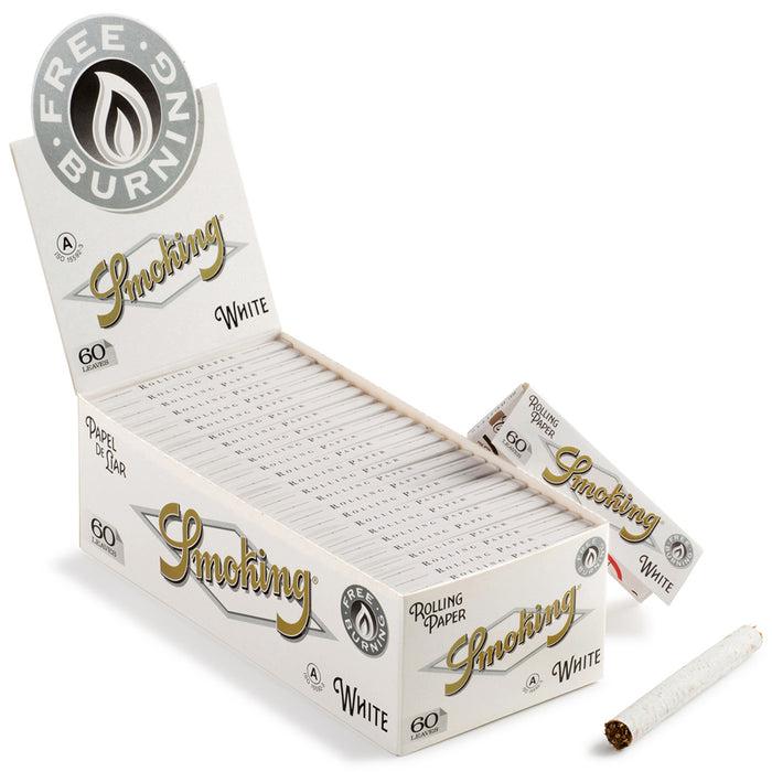 Smoking White Single Wide Size Rolling Papers - 50-Ct Display
