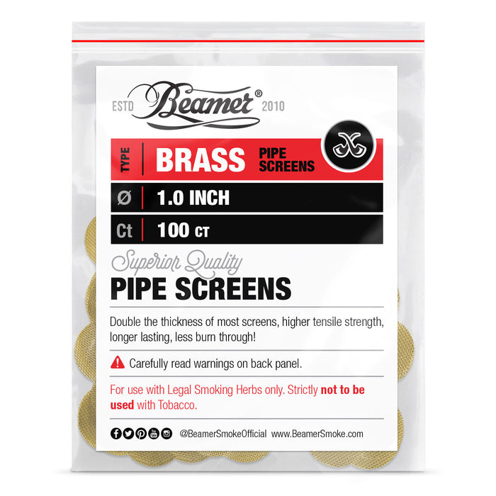 Beamer Double Thick Brass Pipe Screens, 1.000" - 100-Ct Bag