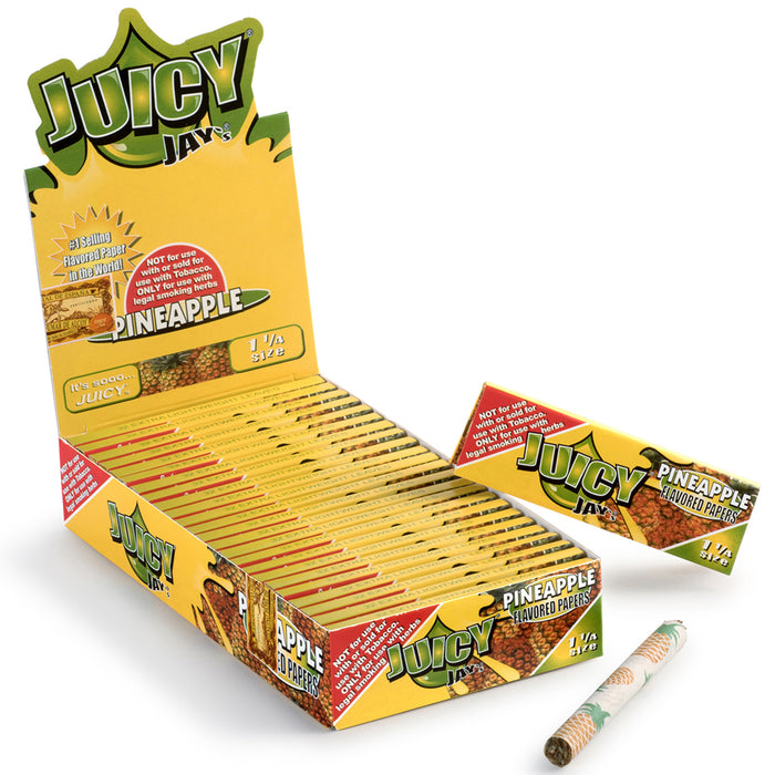 Juicy Jay's Pineapple Flavored 1 1/4 Size Rolling Papers - 24-Ct Display