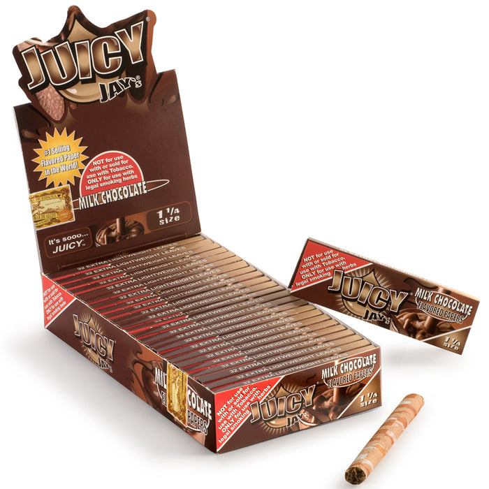 Juicy Jay's Milk Chocolate Flavored 1 1/4 Size Rolling Papers - 24-Ct Display