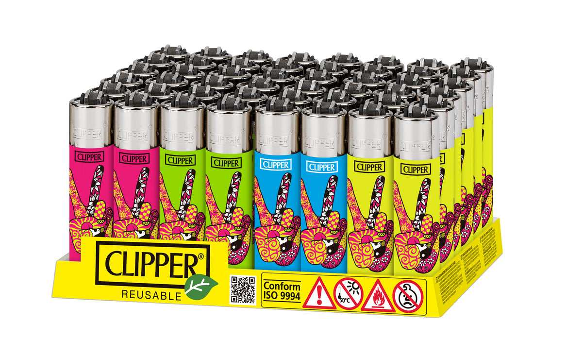 Clipper Hippie Collection Hippie 2 Lighters - 48-Count Display