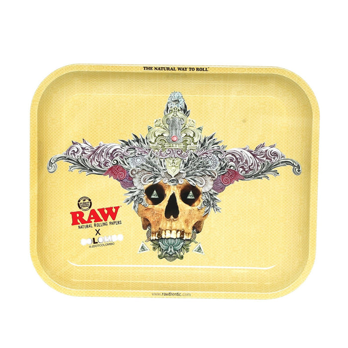 Raw Large Metal Rolling Tray, Columbo Design - 13.5" x 11"