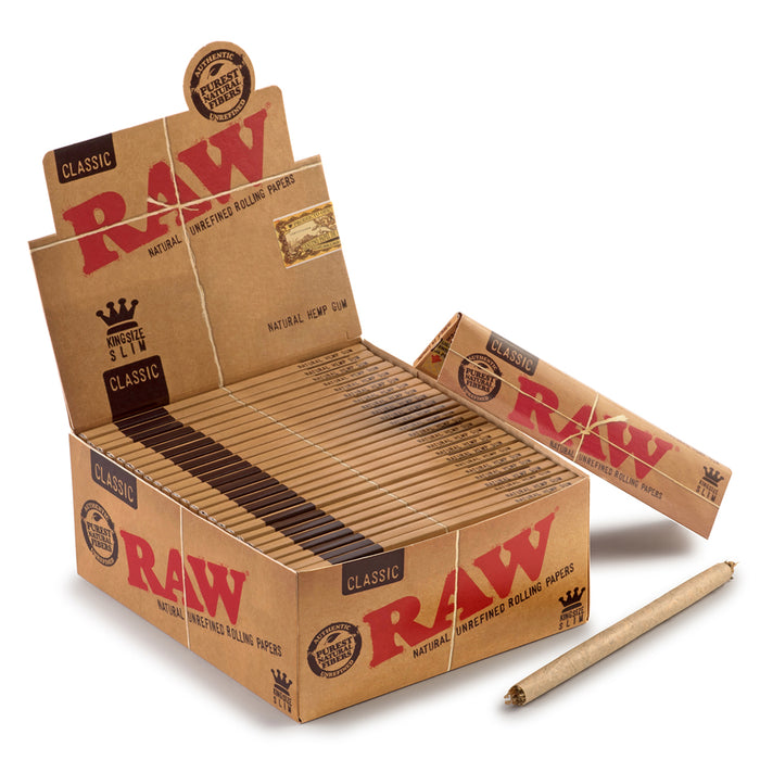 Raw Natural King Size Slim Rolling Papers - 50-Ct Display